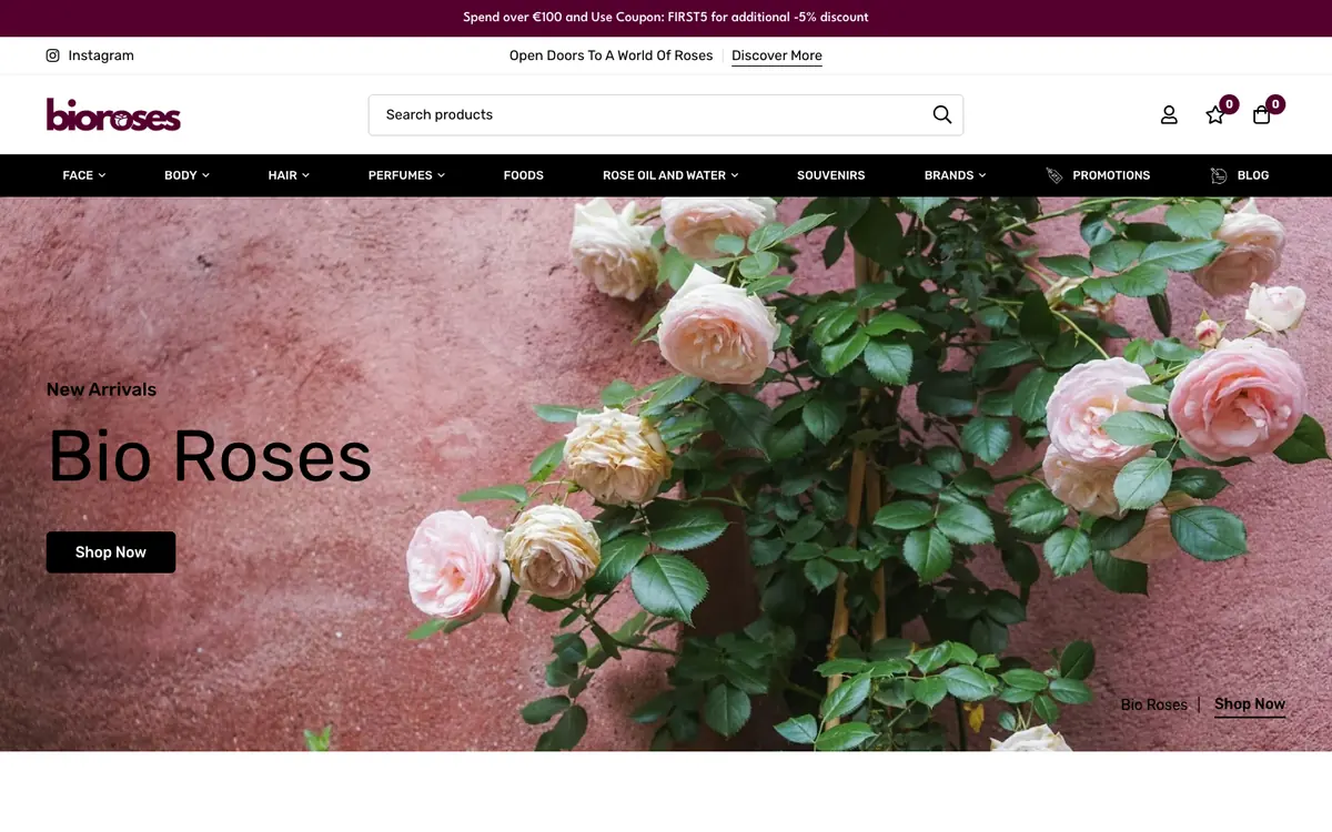 Bio Roses — сайт, изработен от Weber BG