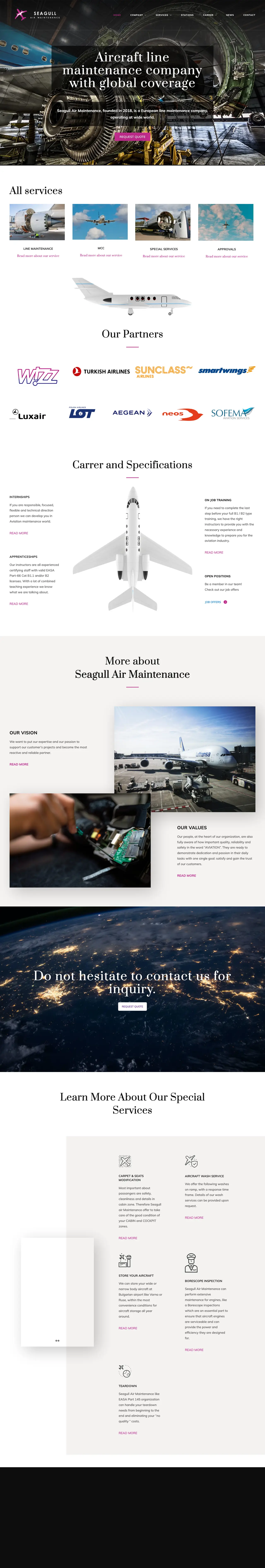 Цялата начална страница на Seagull MRO